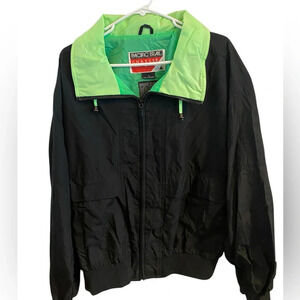 vintage 80s - 90d black and neon green streetwear windbreaker jacket